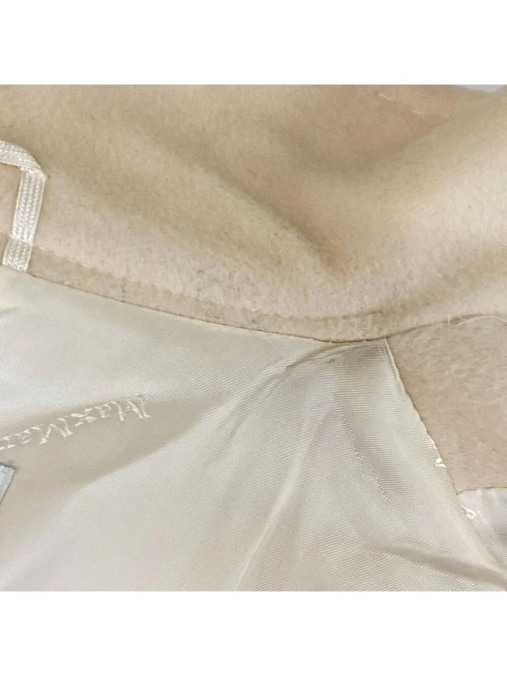 Max Mara Coat M Ivory Long Sleeve Winter Wool Cashmere 40